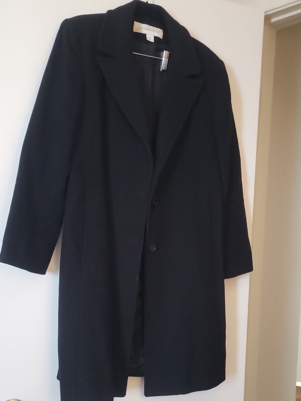 Liz Claiborne Black Single-Breasted Trench Coat